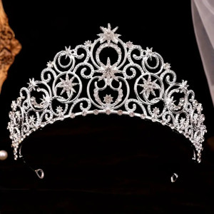 Large bride's crown alloy high-end queen's crown dazzling coronation wedding headpiece