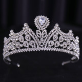 Bridal Wedding Dress White Wedding Dress Crown Baroque Hair Accessories Women Adult Crown Headwear Silver White