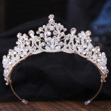 New Bridal Headpiece White Crystal Handmade Beaded Bridal Princess Crown Wedding Dress Accessories Wedding Accessories