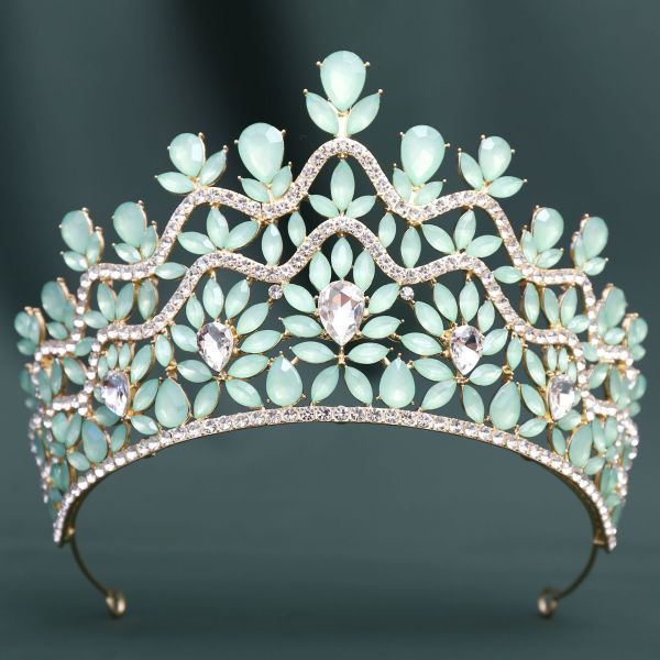 Forest style Crystal Crown Bridal Headpiece Retro Baroque Dress Crown