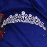 Zircon Bridal Crown Alloy Water Diamond Leaves Inlaid Zircon Headband Headwear Crown
