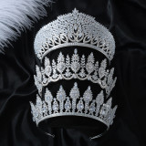 Wedding Hairband - Luxury Zircon and Diamond Hair Accessory with Crown Design for Bridal Gowns