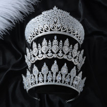 Wedding Hairband - Luxury Zircon and Diamond Hair Accessory with Crown Design for Bridal Gowns