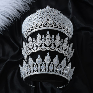 Wedding Hairband - Luxury Zircon and Diamond Hair Accessory with Crown Design for Bridal Gowns