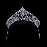 Beauty pageant model crown bride wedding grand zircon crown wedding headdress luxurious wedding hair accessories
