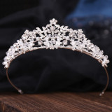 New Bridal Headpiece White Crystal Handmade Beaded Bridal Princess Crown Wedding Dress Accessories Wedding Accessories