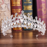 New Bridal Headpiece White Crystal Handmade Beaded Bridal Princess Crown Wedding Dress Accessories Wedding Accessories