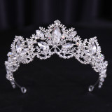Bridal Wedding Dress White Wedding Dress Crown Baroque Hair Accessories Women Adult Crown Headwear Silver White
