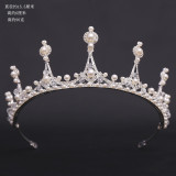 New Bridal Headpiece White Crystal Handmade Beaded Bridal Princess Crown Wedding Dress Accessories Wedding Accessories