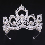 Bridal Wedding Dress White Wedding Dress Crown Baroque Hair Accessories Women Adult Crown Headwear Silver White