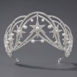 Diamond birthday crown headpiece, princess style wedding dress, hair accessories, bridal accessories, pearl crown headpiece