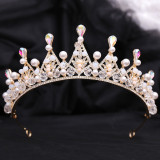 New Bridal Headpiece White Crystal Handmade Beaded Bridal Princess Crown Wedding Dress Accessories Wedding Accessories