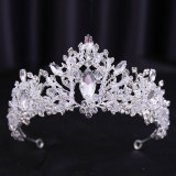 Bridal Wedding Dress White Wedding Dress Crown Baroque Hair Accessories Women Adult Crown Headwear Silver White