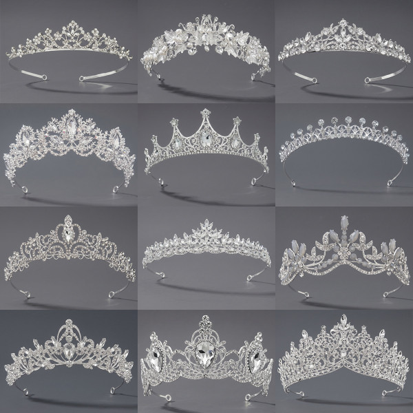 Diamond birthday crown headpiece, princess style wedding dress, hair accessories, bridal accessories, pearl crown headpiece