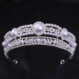 Bridal Wedding Dress White Wedding Dress Crown Baroque Hair Accessories Women Adult Crown Headwear Silver White