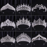 Bridal Wedding Dress White Wedding Dress Crown Baroque Hair Accessories Women Adult Crown Headwear Silver White