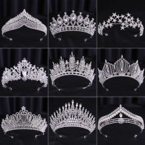 Bridal Wedding Dress White Wedding Dress Crown Baroque Hair Accessories Women Adult Crown Headwear Silver White