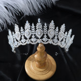 Wedding Hairband - Luxury Zircon and Diamond Hair Accessory with Crown Design for Bridal Gowns