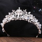 New Bridal Headpiece White Crystal Handmade Beaded Bridal Princess Crown Wedding Dress Accessories Wedding Accessories