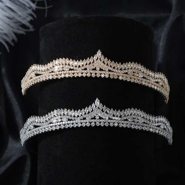 Diamond studded crown headband elegant rhinestone bridal dress hair accessories birthday banquet temperament headband