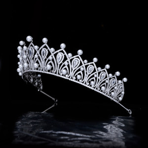 Princess Crown Photo Headwear Bridal Wedding Luxury Wedding Zircon Crown Wedding Accessories Pearl Hair Accessories