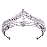 Bridal Wedding Dress White Wedding Dress Crown Baroque Hair Accessories Women Adult Crown Headwear Silver White