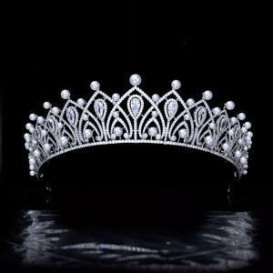 Princess Crown Photo Headwear Bridal Wedding Luxury Wedding Zircon Crown Wedding Accessories Pearl Hair Accessories