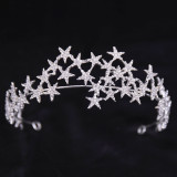 Bridal Wedding Dress White Wedding Dress Crown Baroque Hair Accessories Women Adult Crown Headwear Silver White