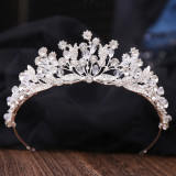 New Bridal Headpiece White Crystal Handmade Beaded Bridal Princess Crown Wedding Dress Accessories Wedding Accessories