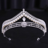 Bridal Wedding Dress White Wedding Dress Crown Baroque Hair Accessories Women Adult Crown Headwear Silver White