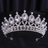 Bridal Wedding Dress White Wedding Dress Crown Baroque Hair Accessories Women Adult Crown Headwear Silver White