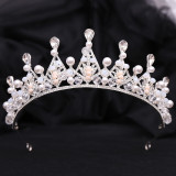 New Bridal Headpiece White Crystal Handmade Beaded Bridal Princess Crown Wedding Dress Accessories Wedding Accessories