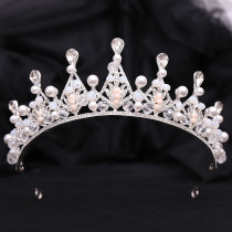 New Bridal Headpiece White Crystal Handmade Beaded Bridal Princess Crown Wedding Dress Accessories Wedding Accessories