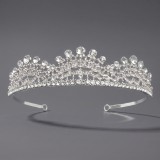Diamond birthday crown headpiece, princess style wedding dress, hair accessories, bridal accessories, pearl crown headpiece