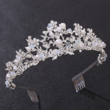 New Bridal Headpiece White Crystal Handmade Beaded Bridal Princess Crown Wedding Dress Accessories Wedding Accessories