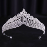 Bridal Wedding Dress White Wedding Dress Crown Baroque Hair Accessories Women Adult Crown Headwear Silver White