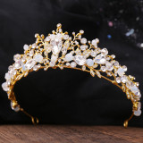New Bridal Headpiece White Crystal Handmade Beaded Bridal Princess Crown Wedding Dress Accessories Wedding Accessories