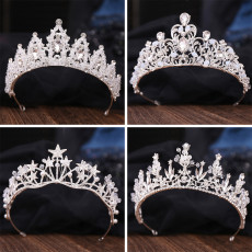 New Bridal Headpiece White Crystal Handmade Beaded Bridal Princess Crown Wedding Dress Accessories Wedding Accessories