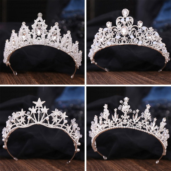 New Bridal Headpiece White Crystal Handmade Beaded Bridal Princess Crown Wedding Dress Accessories Wedding Accessories