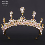 New Bridal Headpiece White Crystal Handmade Beaded Bridal Princess Crown Wedding Dress Accessories Wedding Accessories