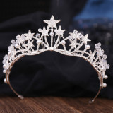New Bridal Headpiece White Crystal Handmade Beaded Bridal Princess Crown Wedding Dress Accessories Wedding Accessories