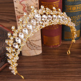 New Bridal Headpiece White Crystal Handmade Beaded Bridal Princess Crown Wedding Dress Accessories Wedding Accessories