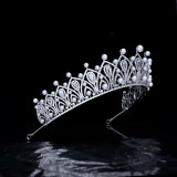 Princess Crown Photo Headwear Bridal Wedding Luxury Wedding Zircon Crown Wedding Accessories Pearl Hair Accessories