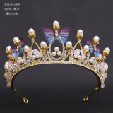 New Bridal Headpiece White Crystal Handmade Beaded Bridal Princess Crown Wedding Dress Accessories Wedding Accessories