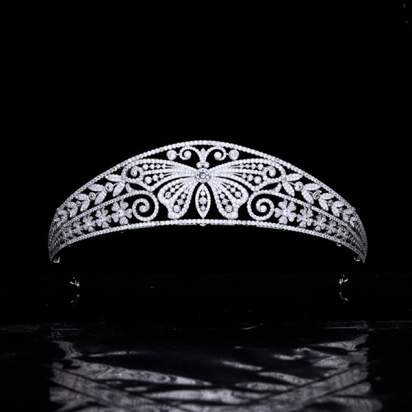 Sweet Butterfly Princess Birthday Crown Zircon Crown Bridal Wedding Headwear High end Hair Accessories