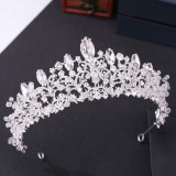New Bridal Headpiece White Crystal Handmade Beaded Bridal Princess Crown Wedding Dress Accessories Wedding Accessories