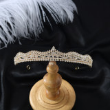 Diamond studded crown headband elegant rhinestone bridal dress hair accessories birthday banquet temperament headband