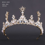 New Bridal Headpiece White Crystal Handmade Beaded Bridal Princess Crown Wedding Dress Accessories Wedding Accessories