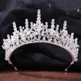 New Bridal Headpiece White Crystal Handmade Beaded Bridal Princess Crown Wedding Dress Accessories Wedding Accessories