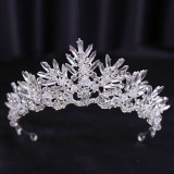 Bridal Wedding Dress White Wedding Dress Crown Baroque Hair Accessories Women Adult Crown Headwear Silver White